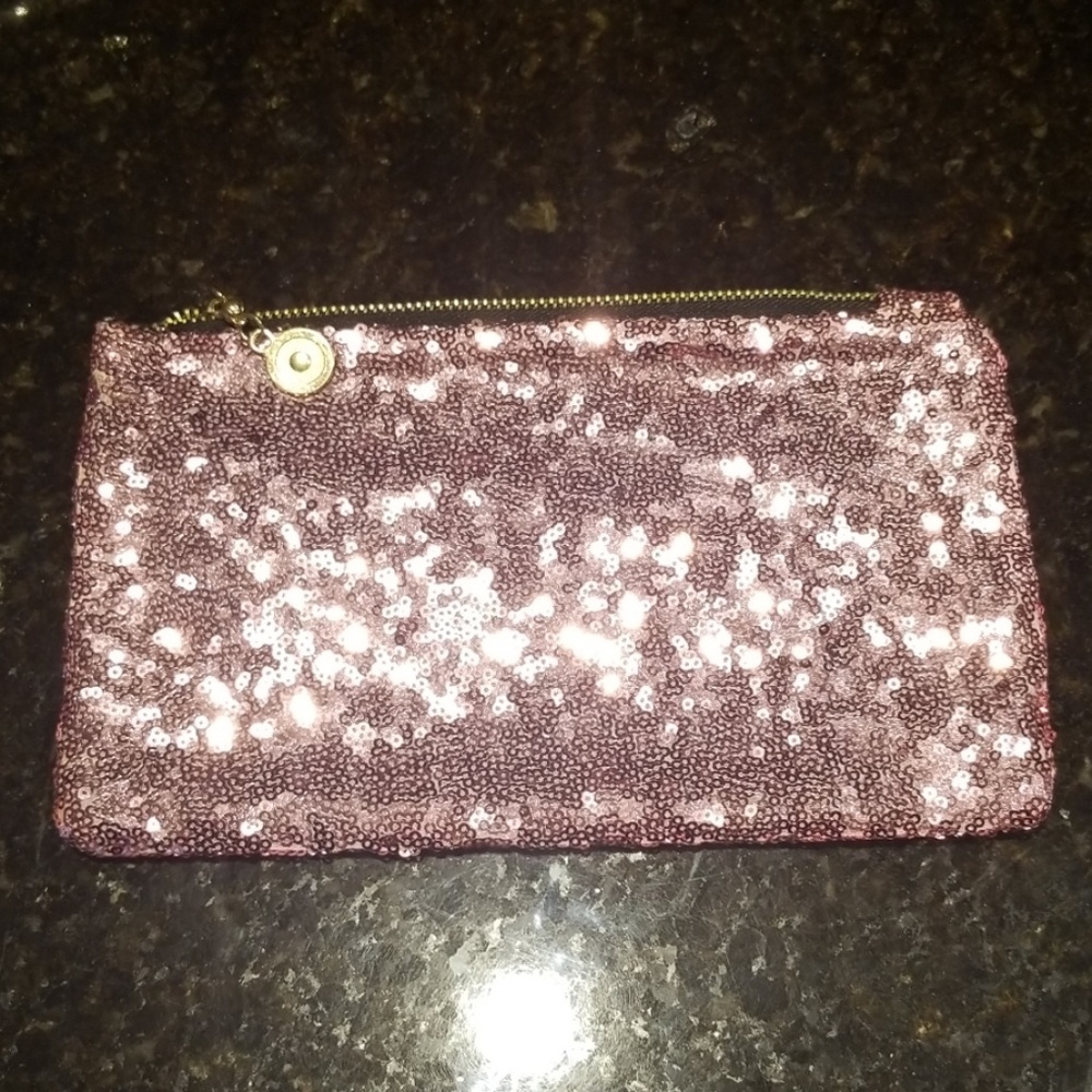NEW Pink sequined cosmetic bag